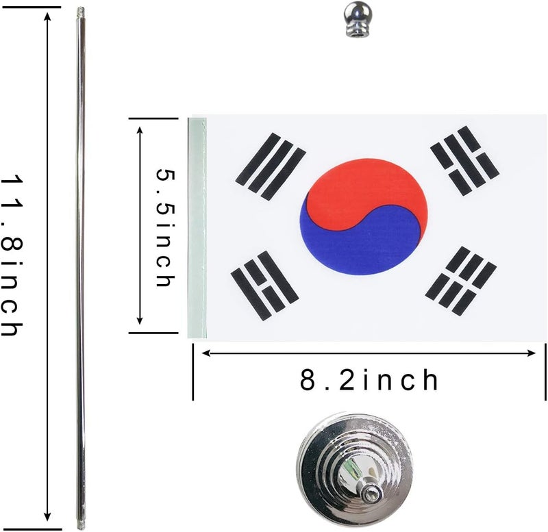 WXTWK 2 Pack Korea Flag Korean Desk Flag Small Mini Korean Table Flags With Stand Base,Home Office Festival Events Celebration Decorations - Image 2